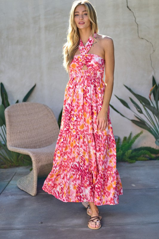 Printed Sleeveless Maxi Dress