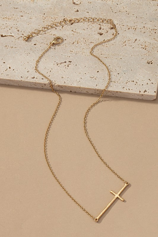 Patina Horizontal Cross Necklace