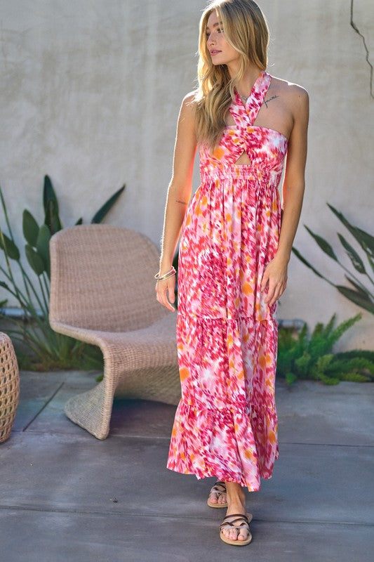 Printed Sleeveless Maxi Dress
