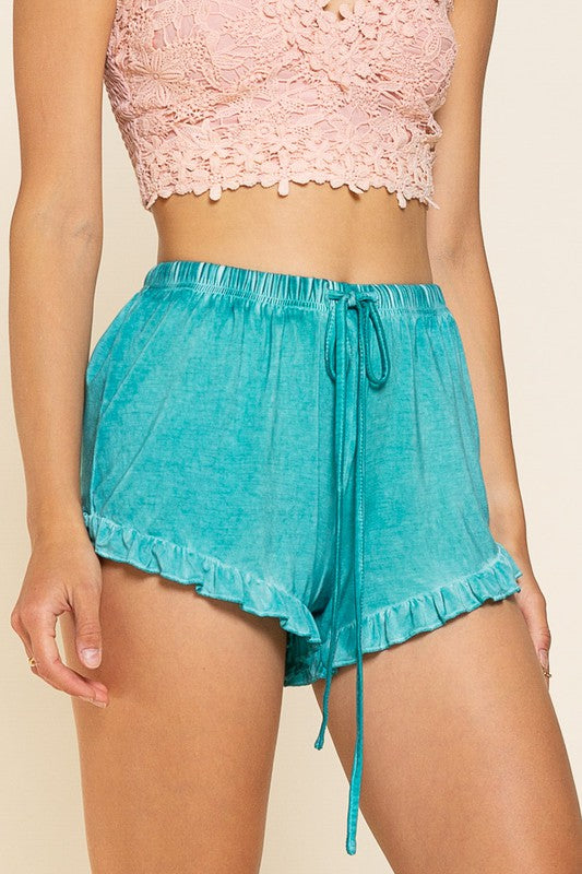 Lightweight Ruffle Trim Shorts