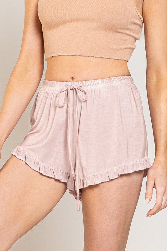 Lightweight Ruffle Trim Shorts