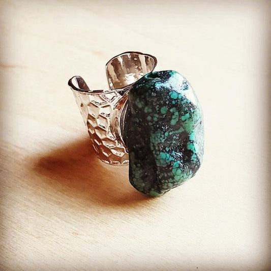 Natural Turquoise Chunk Cuff Ring