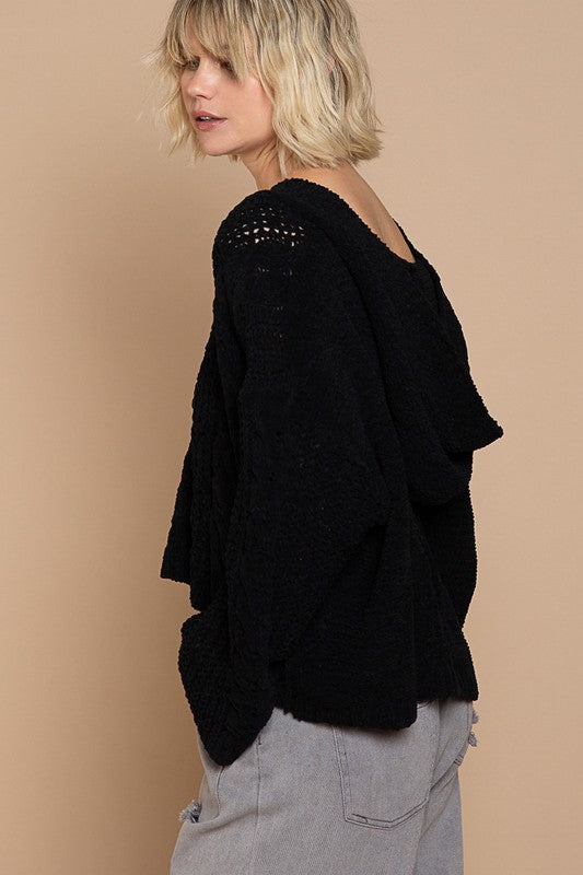 V Neck Twisted Crop Knit Sweater