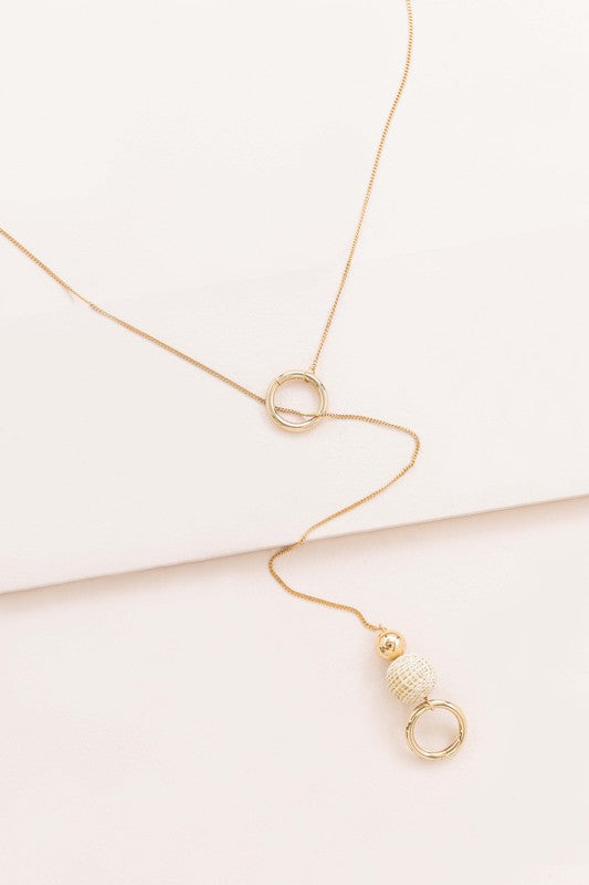 Woven Wicker Orb Pull Chain Necklace