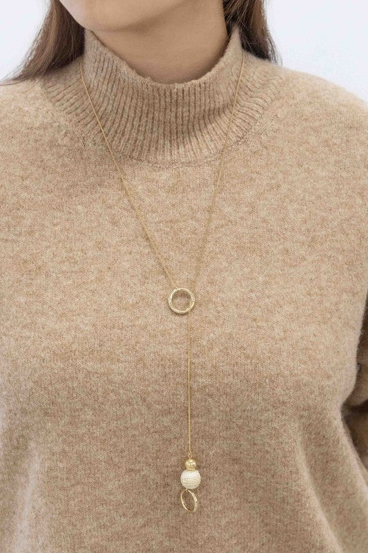 Woven Wicker Orb Pull Chain Necklace