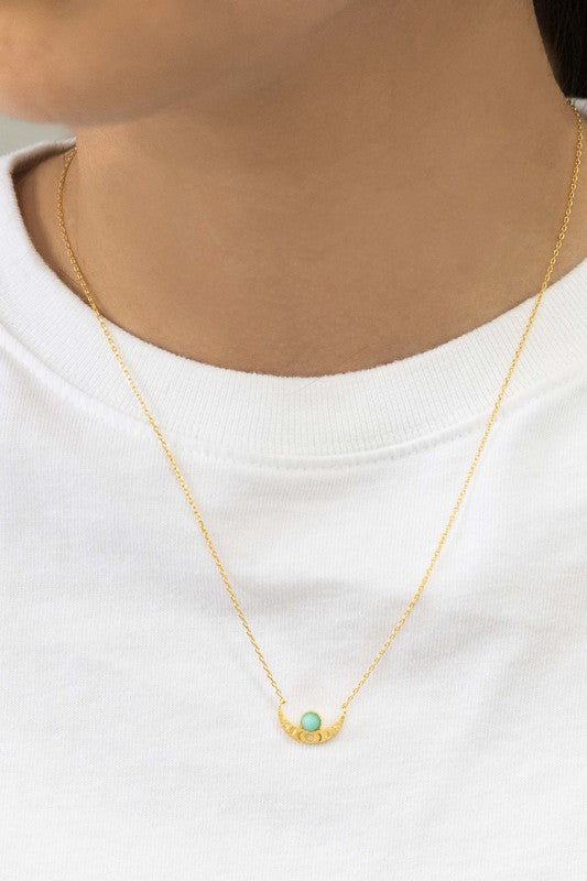 Dainty Stone and Gold Boho Necklace