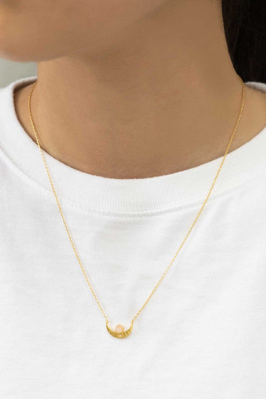 Dainty Stone and Gold Boho Necklace