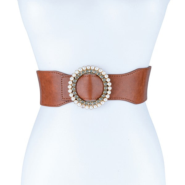 Pearl and Rhinestone Buckle Belt