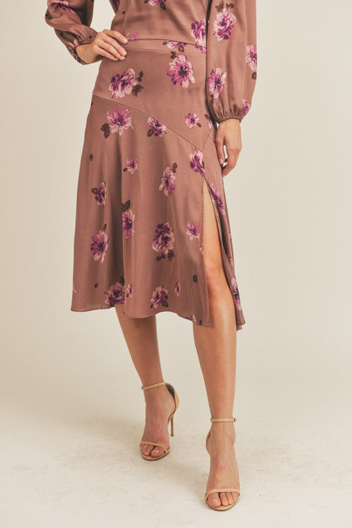 Floral Elegance Side Slit Skirt