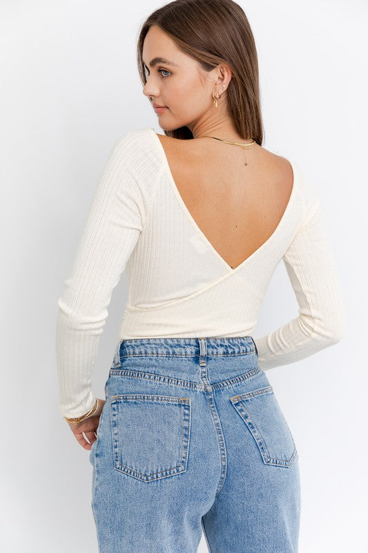 V Neck Long Sleeve Bodysuit