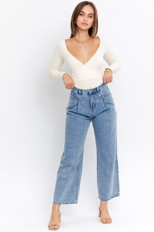 V Neck Long Sleeve Bodysuit