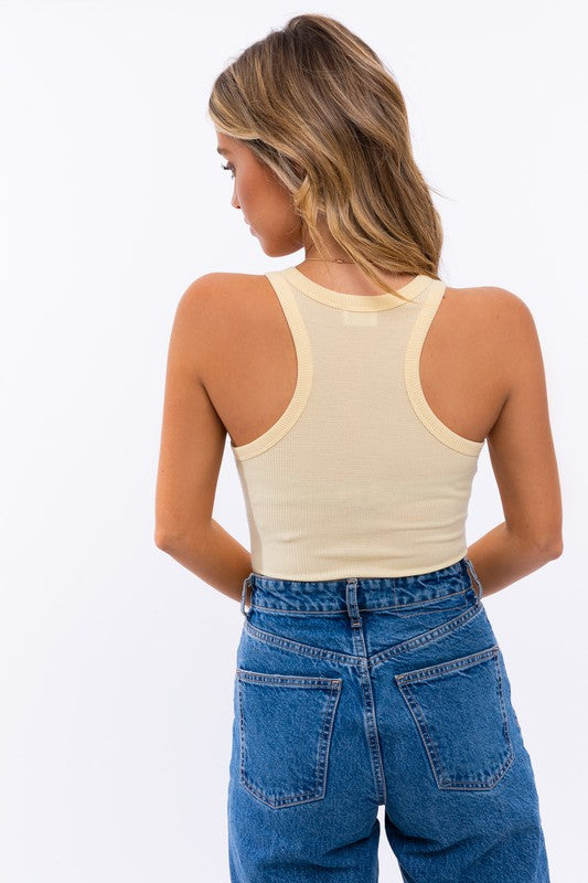 Front Cut Out Racerback Bodysuit