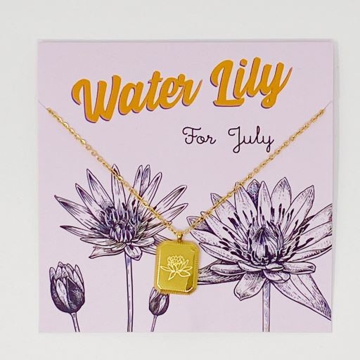 Engraved Flower Birthstone Pendant Necklace