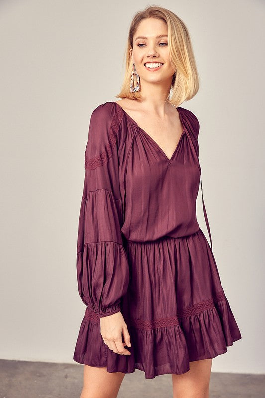 Lace Trim Woven Dress