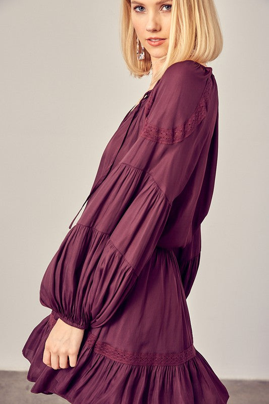 Lace Trim Woven Dress