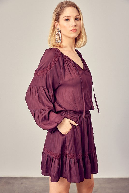 Lace Trim Woven Dress