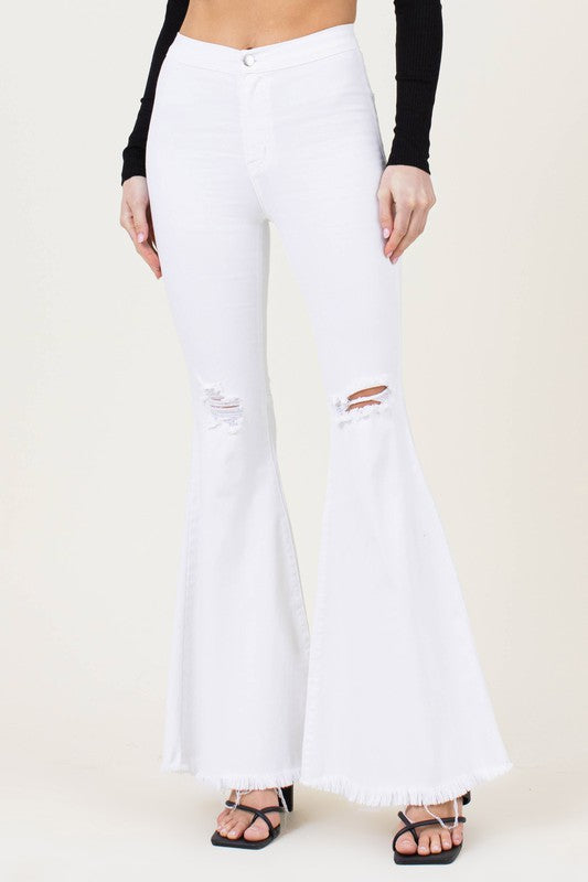 Distressed High Waist Flare Jeans