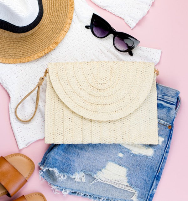 Straw Fold-Over Clutch