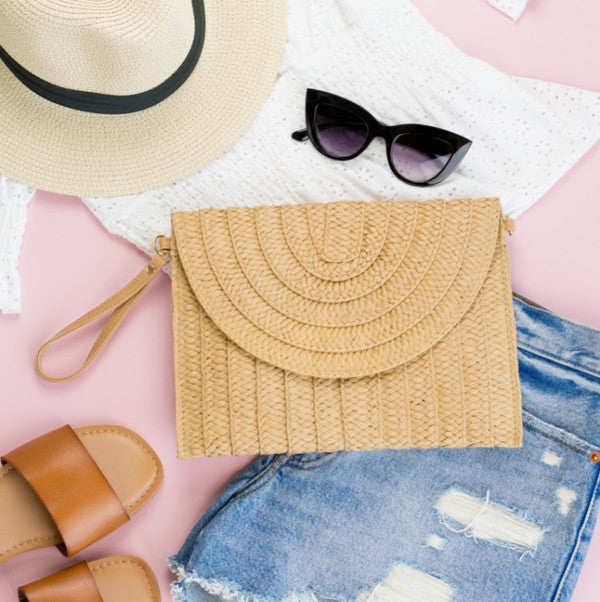 Straw Fold-Over Clutch