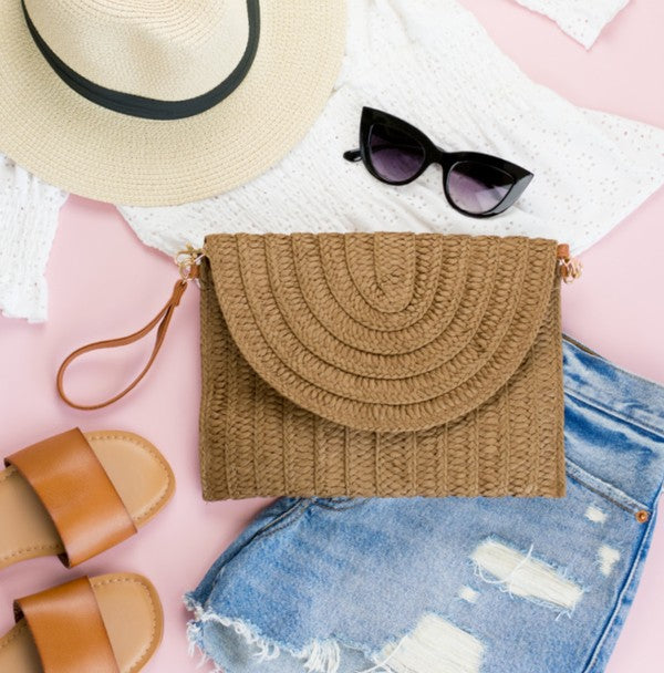 Straw Fold-Over Clutch