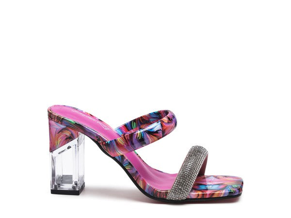 Krypton Clear Block Heel Slides
