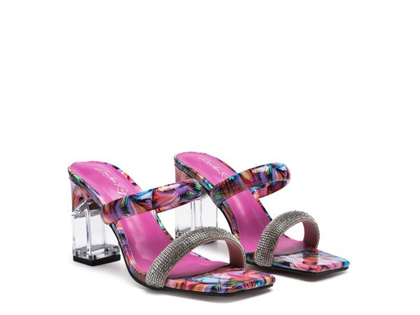 Krypton Clear Block Heel Slides