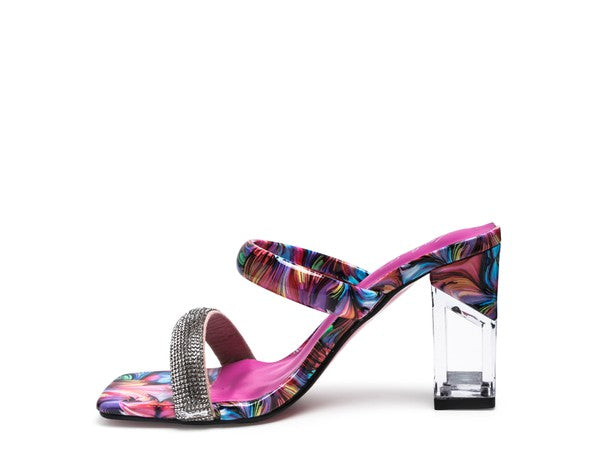Krypton Clear Block Heel Slides