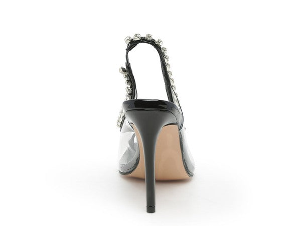 Camarine Clear Stiletto Sling-backs