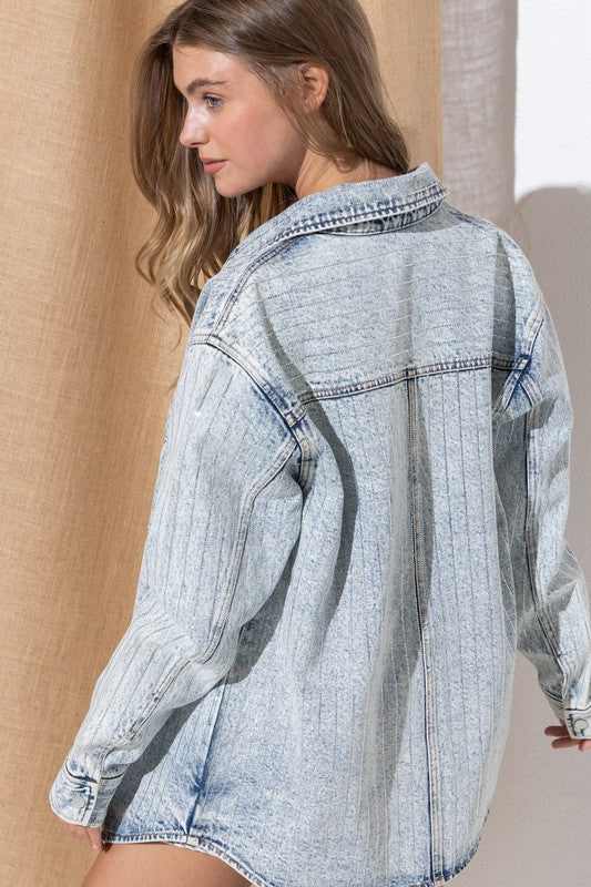 Embellished Denim Shacket