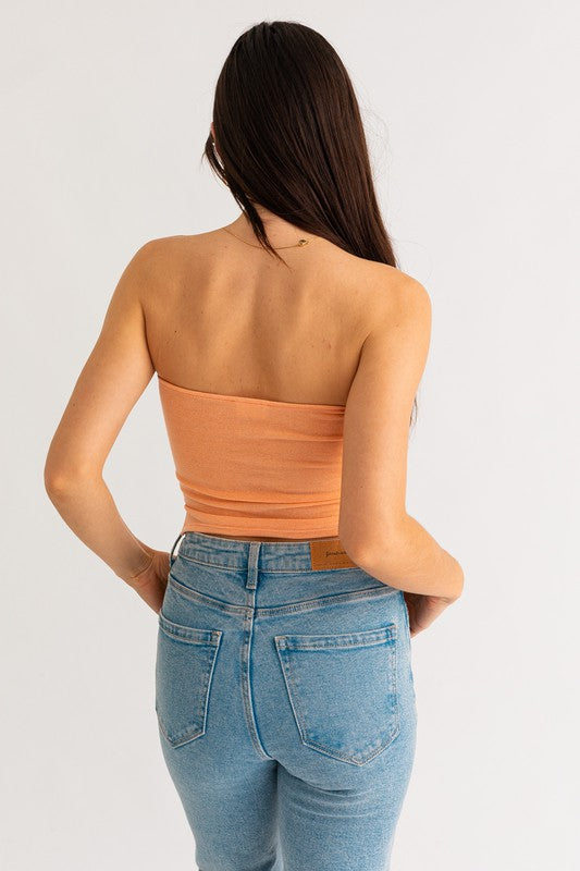 Crop Tube Top with Twist Detail