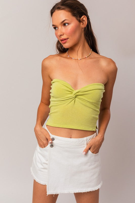 Crop Tube Top with Twist Detail