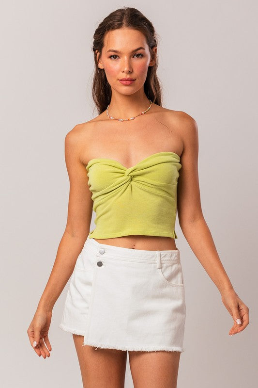 Crop Tube Top with Twist Detail