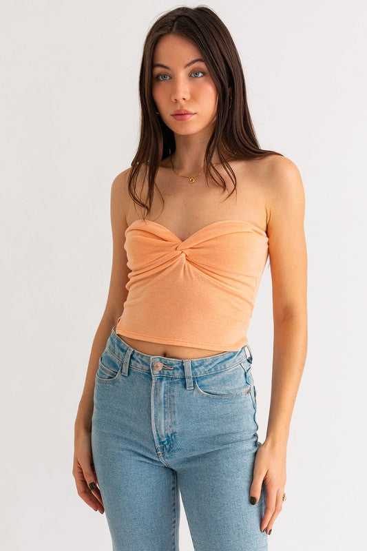 Crop Tube Top with Twist Detail