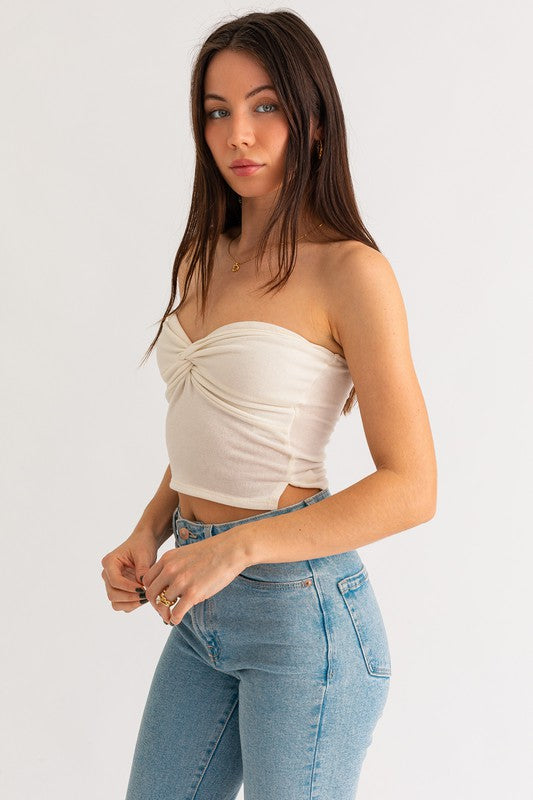 Crop Tube Top with Twist Detail