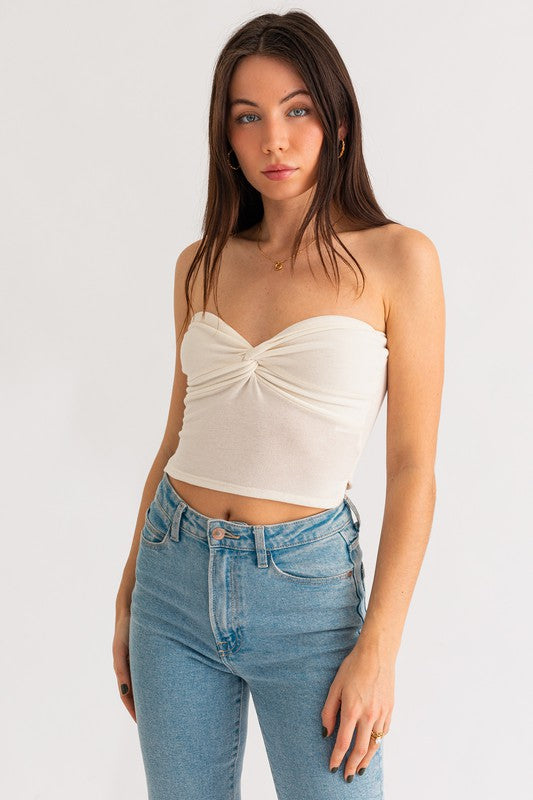 Crop Tube Top with Twist Detail
