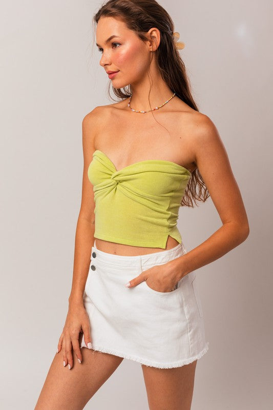 Crop Tube Top with Twist Detail