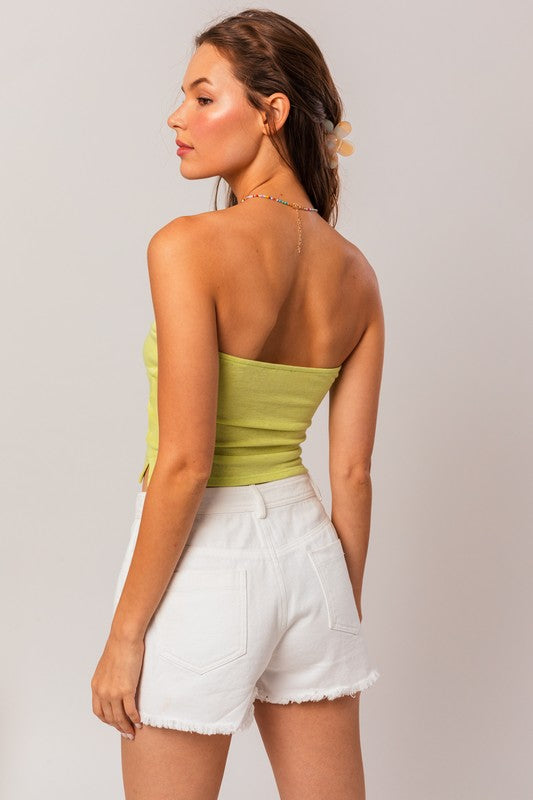 Crop Tube Top with Twist Detail