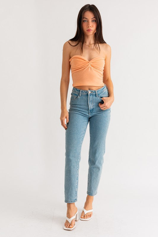 Crop Tube Top with Twist Detail