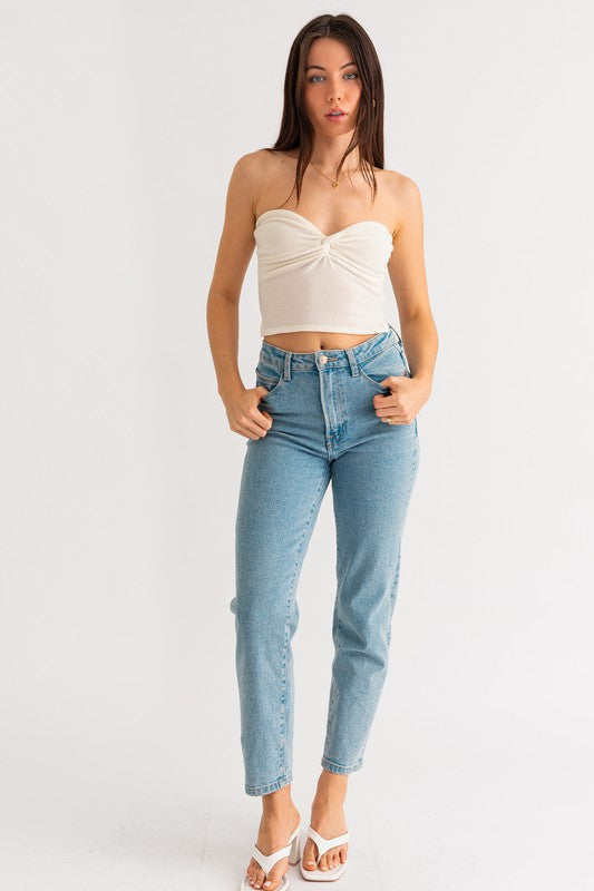 Crop Tube Top with Twist Detail