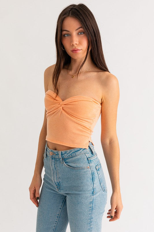 Crop Tube Top with Twist Detail
