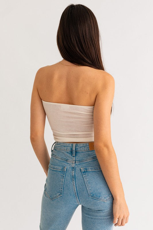 Crop Tube Top with Twist Detail