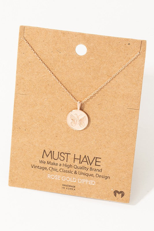 Butterfly Coin Pendant Necklace