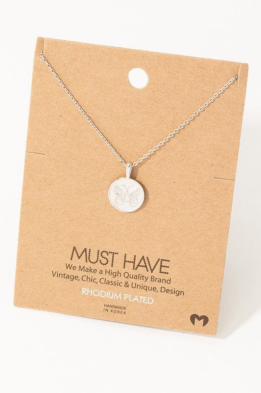 Butterfly Coin Pendant Necklace