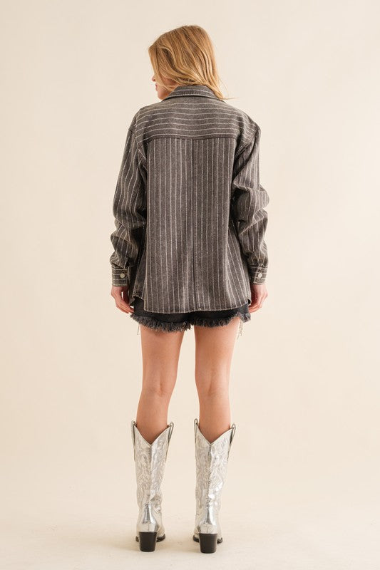 Embellished Denim Shacket