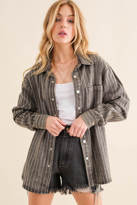 Embellished Denim Shacket
