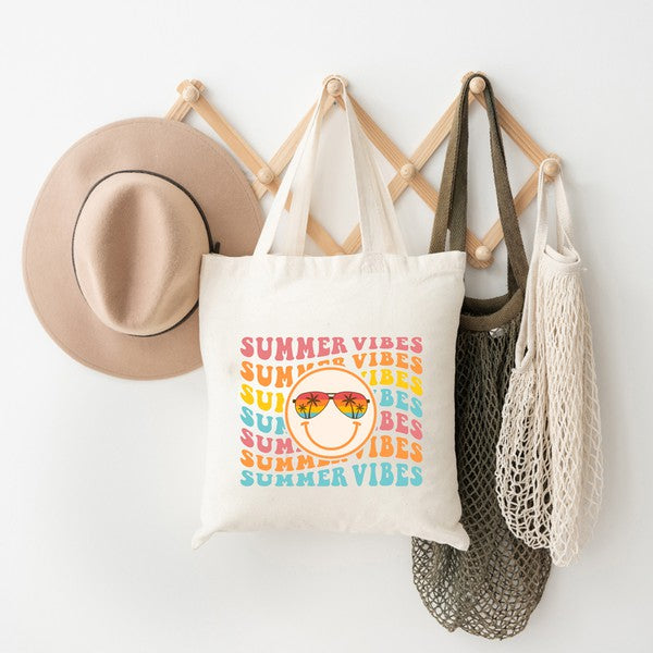 Summer Vibes Stacked Smiley Tote Bag