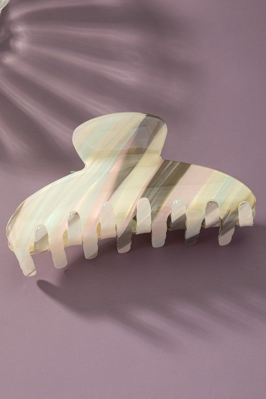 Large Colorful Striped Acetate Hair Claw Clip