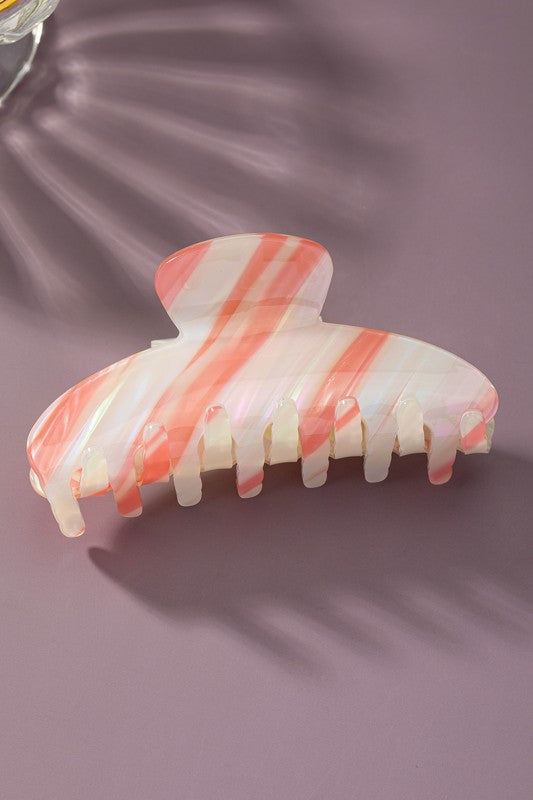 Large Colorful Striped Acetate Hair Claw Clip