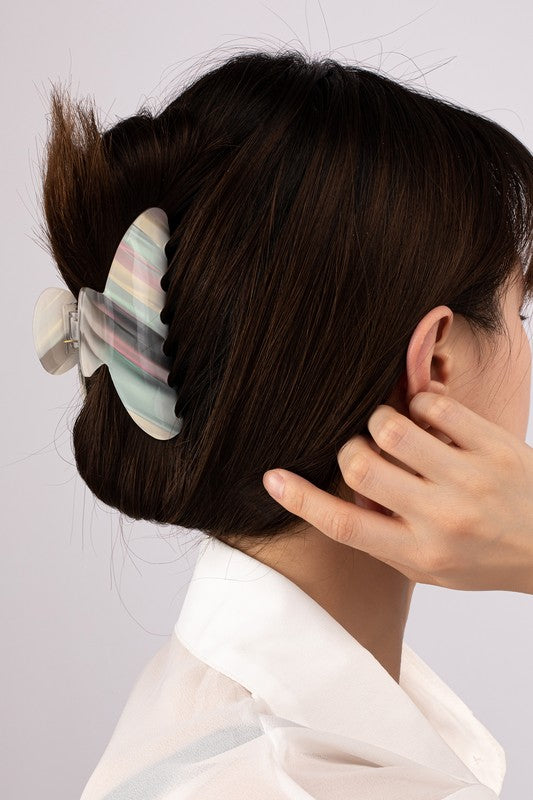 Large Colorful Striped Acetate Hair Claw Clip