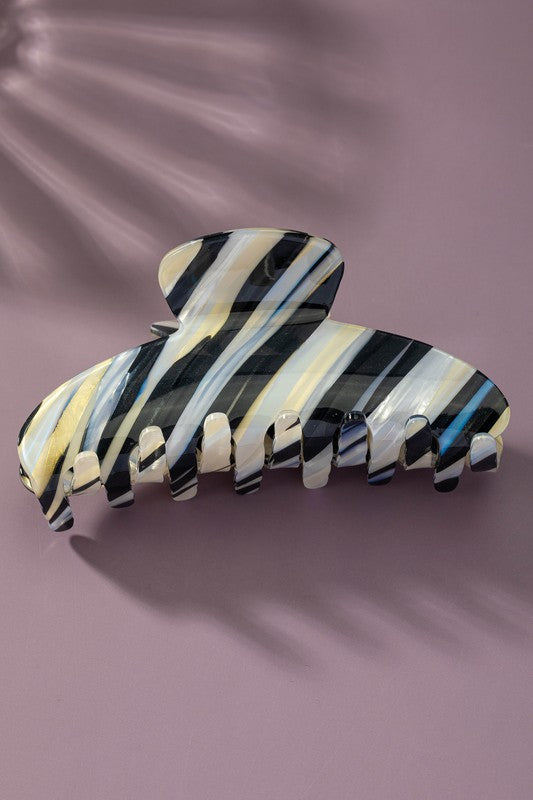 Large Colorful Striped Acetate Hair Claw Clip